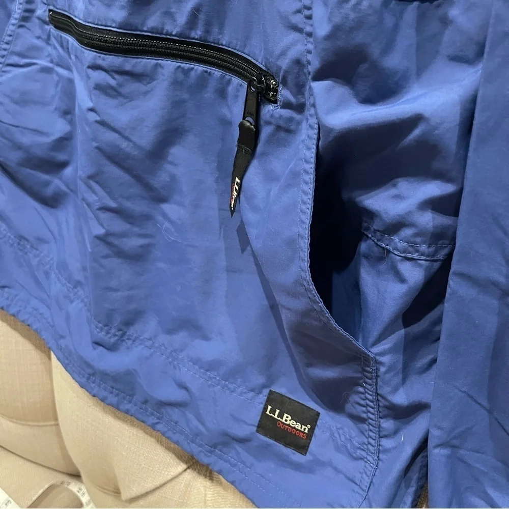 LL Bean Windbreaker Jacket Men’s Small Royal Blue 1/4 Zip Pullover Nylon